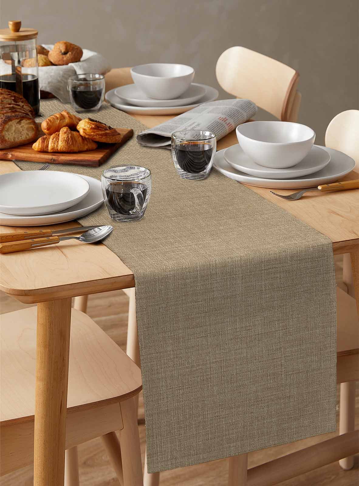nqOlkjepod Brown Farmhouse Table Runner 60 Inches Long Farmhouse Dress Scarves, Vintage Country Monochrome Textured Dining Tablerunner for Coffee Table/Kitchen Island/Party Décor, 13" x 60"