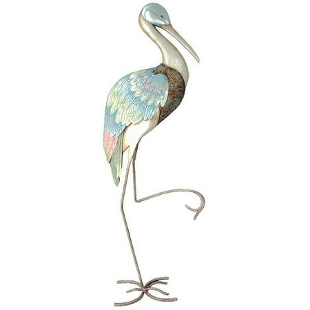 Metal & Capiz Shell Art Right Wading Stork 31