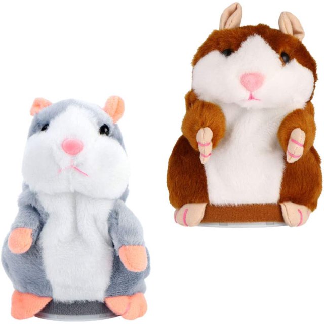 2 piezas de juguete de peluche de hámster parlante que repite lo que dices, grabación electrónica, juguete interactivo de peluche, juguetes de aprendizaje temprano, regalos navideños JM