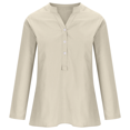 thumbnail image 3 of Womens Cotton Linen Tops V-Neck Half Sleeve Solid Casual Button down Shirts Comfy Loose Fit Flowy Tunic Tops Lightweight Summer Blouse, 3 of 4
