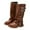 Brown, variant on BOBOGOJP Girls Riding Boots Knee High Side Zipper Mid Calf Shoes Black for Size 13.5