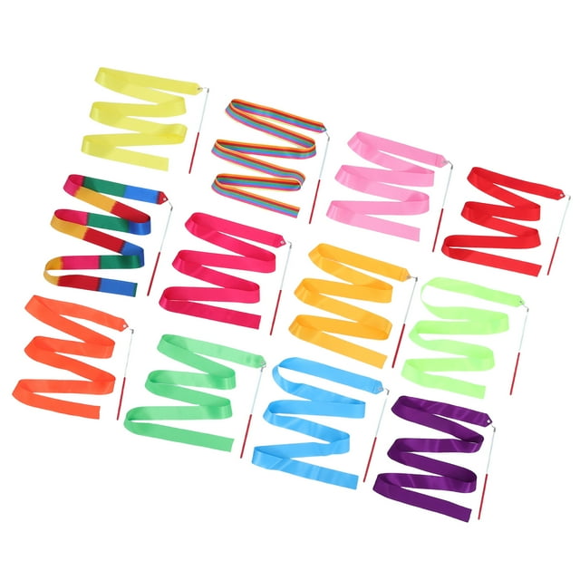 OULII 12 Pcs Streamers de Gymnastique Rythmique Bleus pour Compétences de Gymnastique et de Danse
