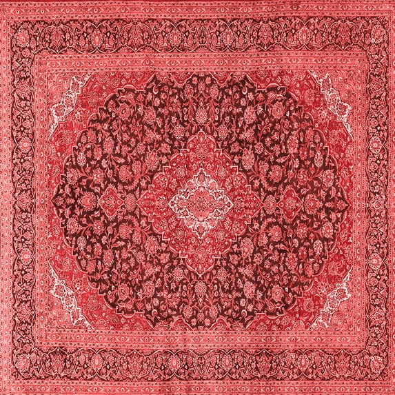 Ahgly Company Indoor Square Medallion Red Traditional Area Rugs, 5' Square