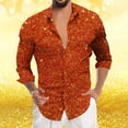 thumbnail image 2 of Carnival Must Have! Men's Shiny Printed Lapel Button Up Long Sleeve Shirt Fashion Party Wear Bright Design Comfortable Fabric Suitable For Festive Celebrations, 2 of 4