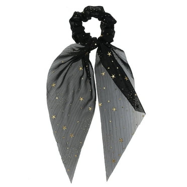 Way to Celebrate Halloween Black Scarf Scrunchie with Gold Stars, 1 Piece