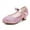 Pink, variant on Kids Glitter Crystal Shoes Girls Closed Toe Shoe New Dance Low Heel Dress Flats Black Size 4.5 Years