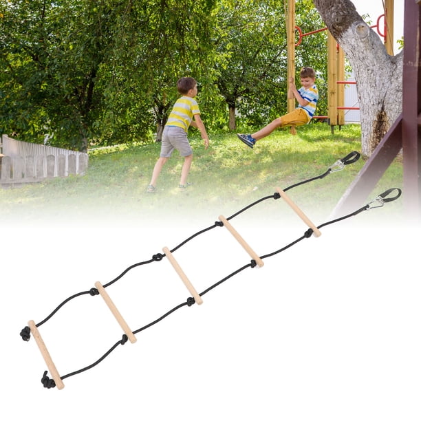 Escalera De Cuerda Para Columpio Para Niños, 5 Escalones De Madera Seguros Y Fáciles De Usar, Escalera De Cuerda Para Niños De 100 Kg Para Juegos De Escalada