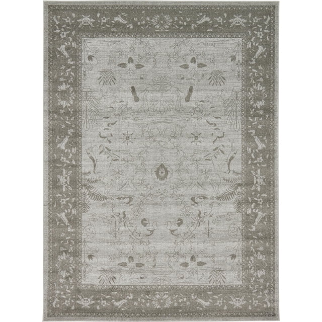 Unique Loom La Jolla Collection Tone Traditional Area Rug, 8 x 11 Feet, Light Gray/Dark Gray