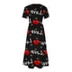 thumbnail image 4 of Puntoco Vestido Midi De Moda Para Mujer Del Día De San Valentín Vestido Con Cuello Redondo Y Manga Corta Con Doble Bolsillo Y Estampado De Amor Negro M,Regalos Para Mujer Joven, 4 of 4