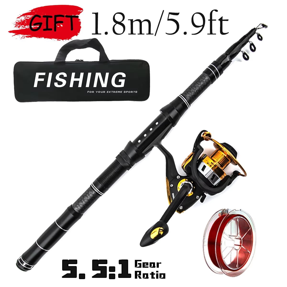 Carbon set Luya straight handle spinning wheel Luya light sea dual-purpose long-throw rod fishing throwing rod fishing gear