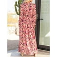 thumbnail image 3 of Womens Floral Maxi Dress Casual Deep V Neck Long Sleeve Long Evening Dress Cocktail Party Wedding Dresses, 3 of 4
