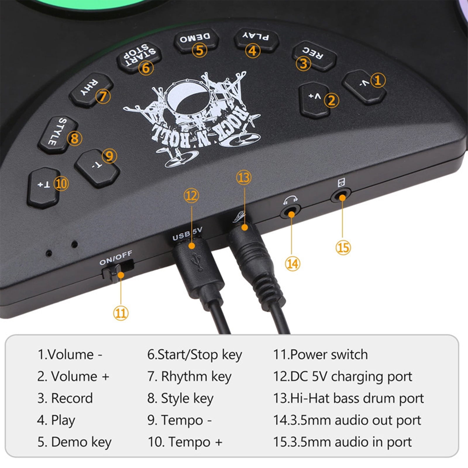 karymi Electronic Drum Set, Folding Hand Roll Electronic Drum Roll Up Drum Practice Pad Kit, Drum Pedals Drum Sticks , Great Holiday Birthday Kids Gifts for Women