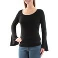 thumbnail image 2 of Chelsea Sky Womens Ribbed Pullover Blouse, Black, Medium, 2 of 3