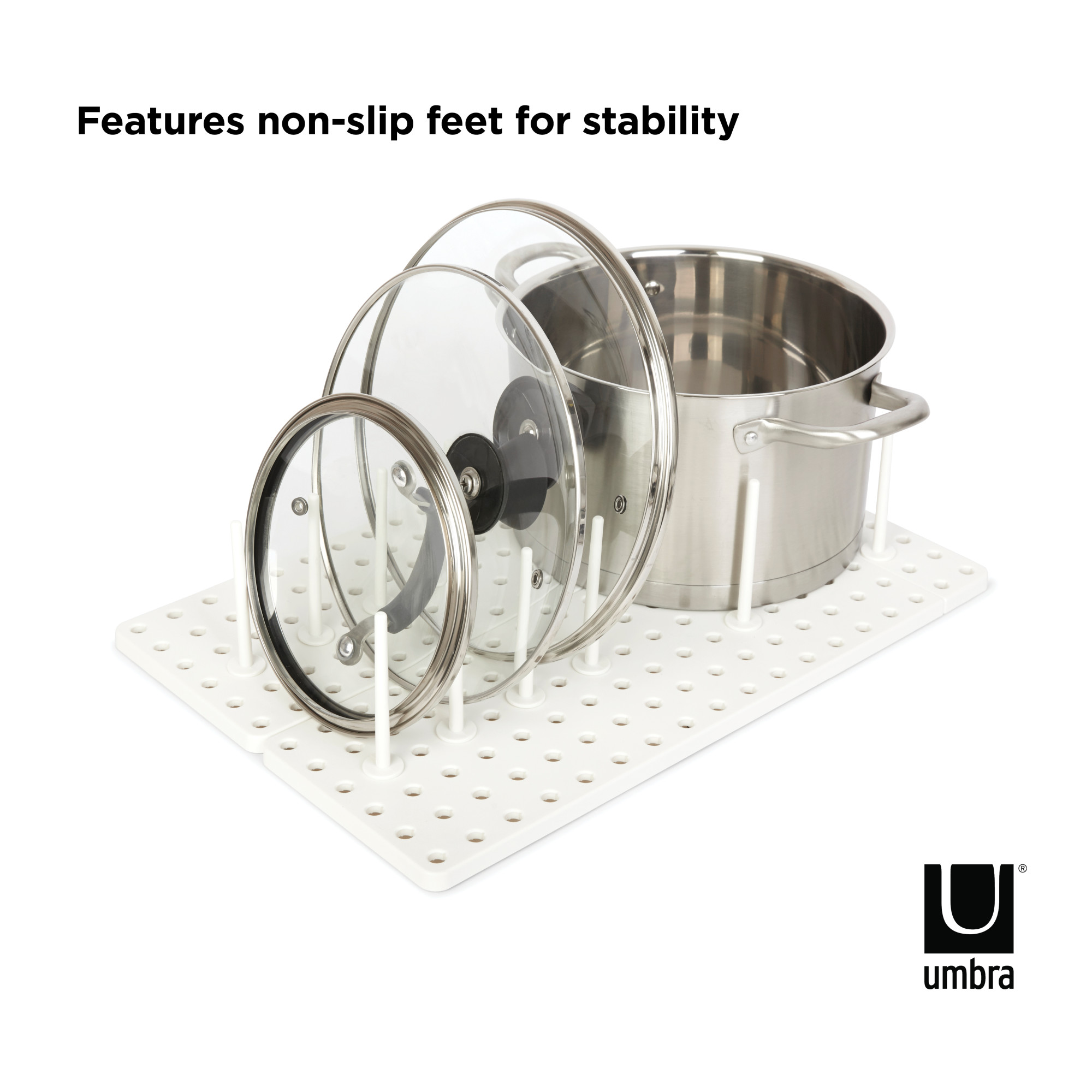 Umbra Peggy Kitchen Organizer Tray with Adjustable Pegs, White photo 4