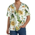 thumbnail image 3 of Xecao offers the Watercolor Bright Sunflowers for Men's Casual Short-sleeved Shirt, a button-up collared shirt with a pocket, perfect for beach vacations and yacht travel in the 4X-Large size., 3 of 7