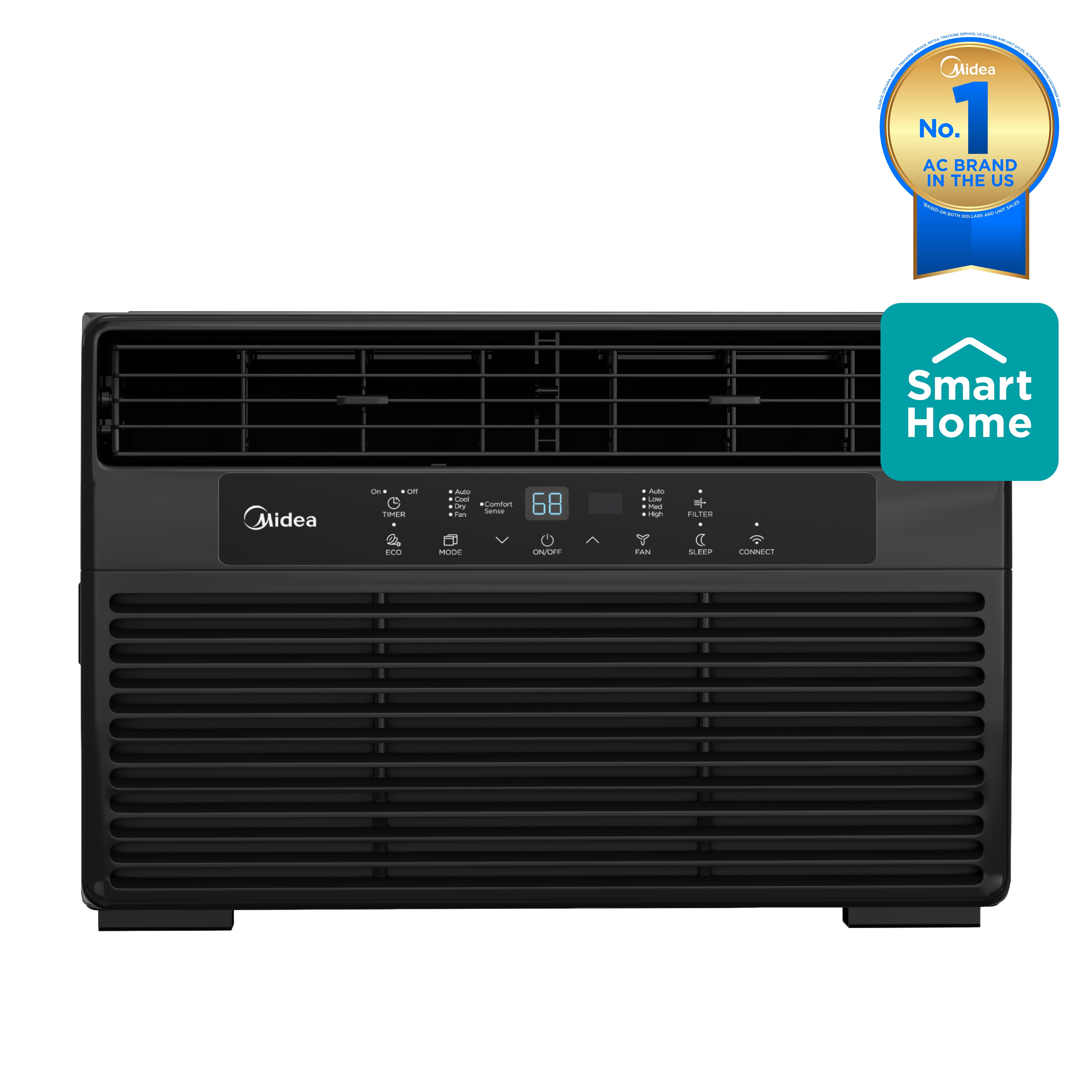 Midea Smart 8,000 BTU 115V Window Air Conditioner with Remote for 350 Sq. Ft., Black