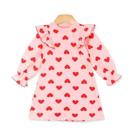 

Ozkiz Heart Dresses for Girls Toddler Pink Dress with Hearts Ruffle 4t