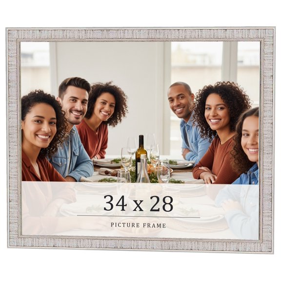 34x28 Frame White Real Wood Picture Frame Width 0.75 inches | Interior Frame Depth 0.5 inches |