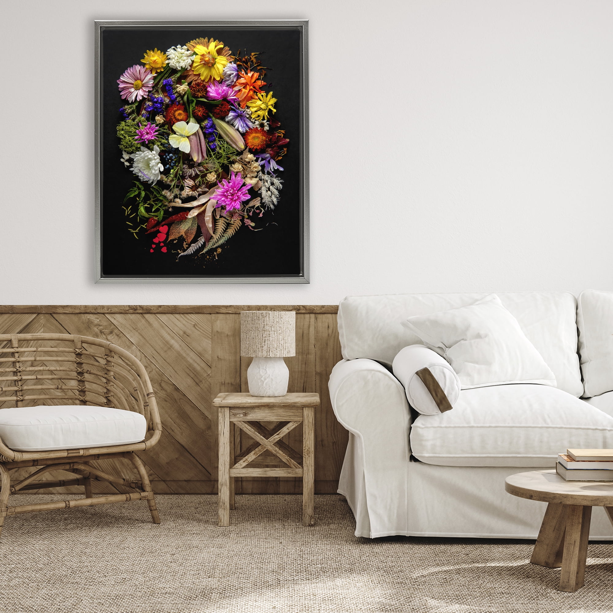 Stupell Industries November Flower Arrangement Gray Framed Floater Canvas Wall Art, design by Carl Kravats