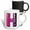 Multicolor, variant on 3drose, Pink and Purple Hearts and Dots Grunge Monogram Initial H, 11oz Two-tone Black Mug