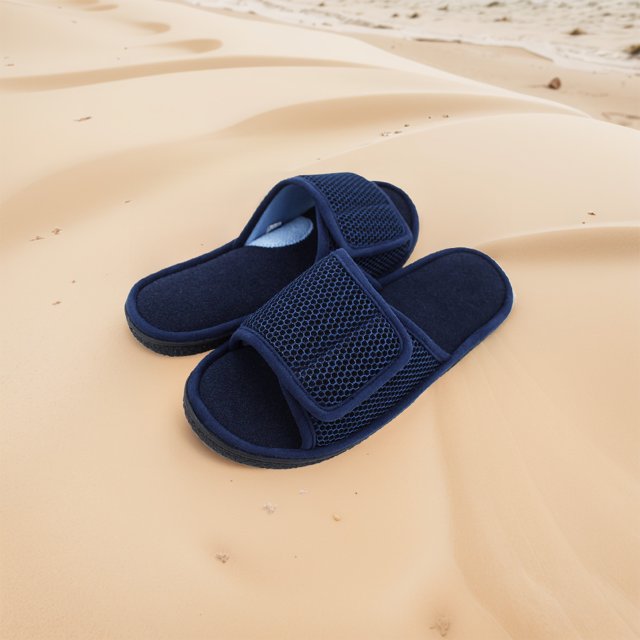Zapatillas de dormitorio con correa ajustable, zapatos de casa con punta abierta, espuma viscoelástica, suaves para hombres
