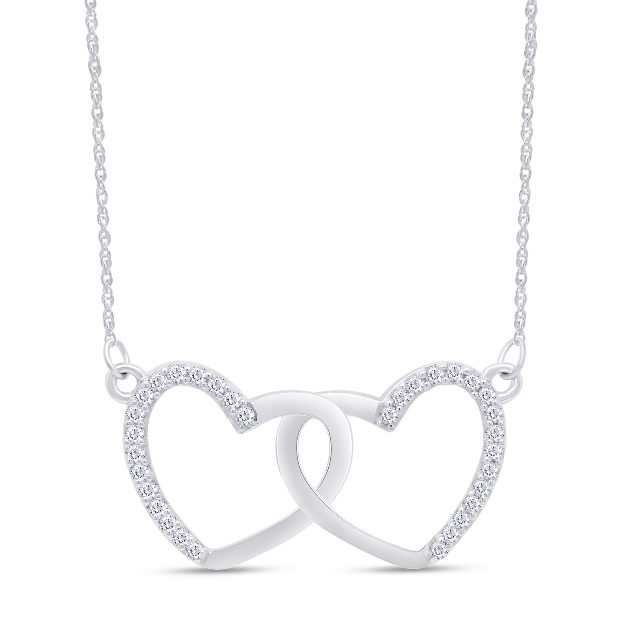 Wishrocks 14K White Gold Over Sterling Silver Italian Crafted 3MM 18 Inches Heart Link Chain