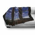 thumbnail image 3 of Beach Soft Flannel Fleece Throw Blanket, Sea Ocean Scenery Waves View from Summer House Window Image Art, Cozy Plush for Indoor and Outdoor Use, 60" x 80", Dark Brown Navy Blue, by Ambesonne, 3 of 6