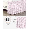 thumbnail image 3 of Pink Spring Floral Wrap Around Bed Skirts for Queen Bed 16" Drop, Bed Skirt with Adjustable Elastic Belt Dust Ruffle Bed Valance for Bedroom Hotel Luxury Summer Botanical Elegant Bed Frame Cover, 3 of 7
