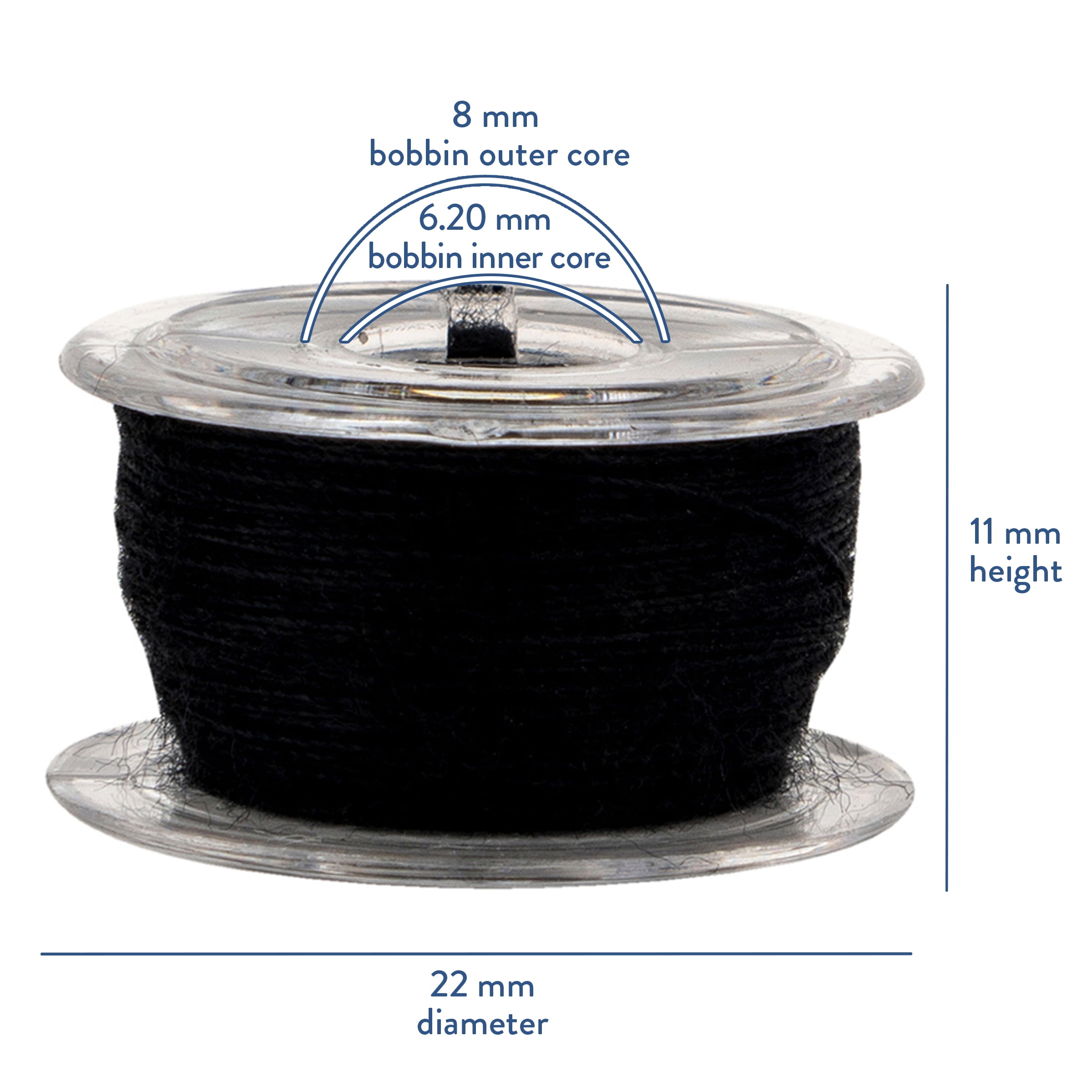 Hello Hobby Class 15 Black & White Threaded Bobbins in Plastic Storage Case, 12 Count