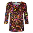 thumbnail image 4 of Sequins Shirts Tops for Womens Fashion Outfits 2025 Dressy Casual 3/4 Sleeve Tshirts Crewneck Tunic, 4 of 5