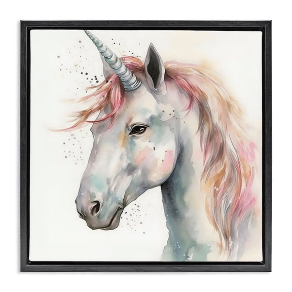 Stupell Industries Contemporary Unicorn With Pink Mane Black Floating Frame Canvas Art, 18 x 18, by Creative Studio