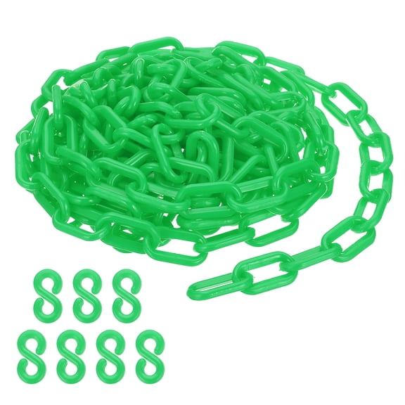 Uxcell Green Plastic Chain, 16 ft 6mm Safety Barrier Chain for Crowd Control