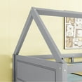 thumbnail image 3 of Miniyam Wood Twin over Twin Floor Bunk Bed with Guardrails for Kids and Teens, Gray, 3 of 8
