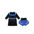 thumbnail image 4 of Rswnyirn Kids Boys Boxing Robes Costume Satin Hooded Boxing Robe with Belt and Muay Thai Shorts Set Black&Blue 14, 4 of 5