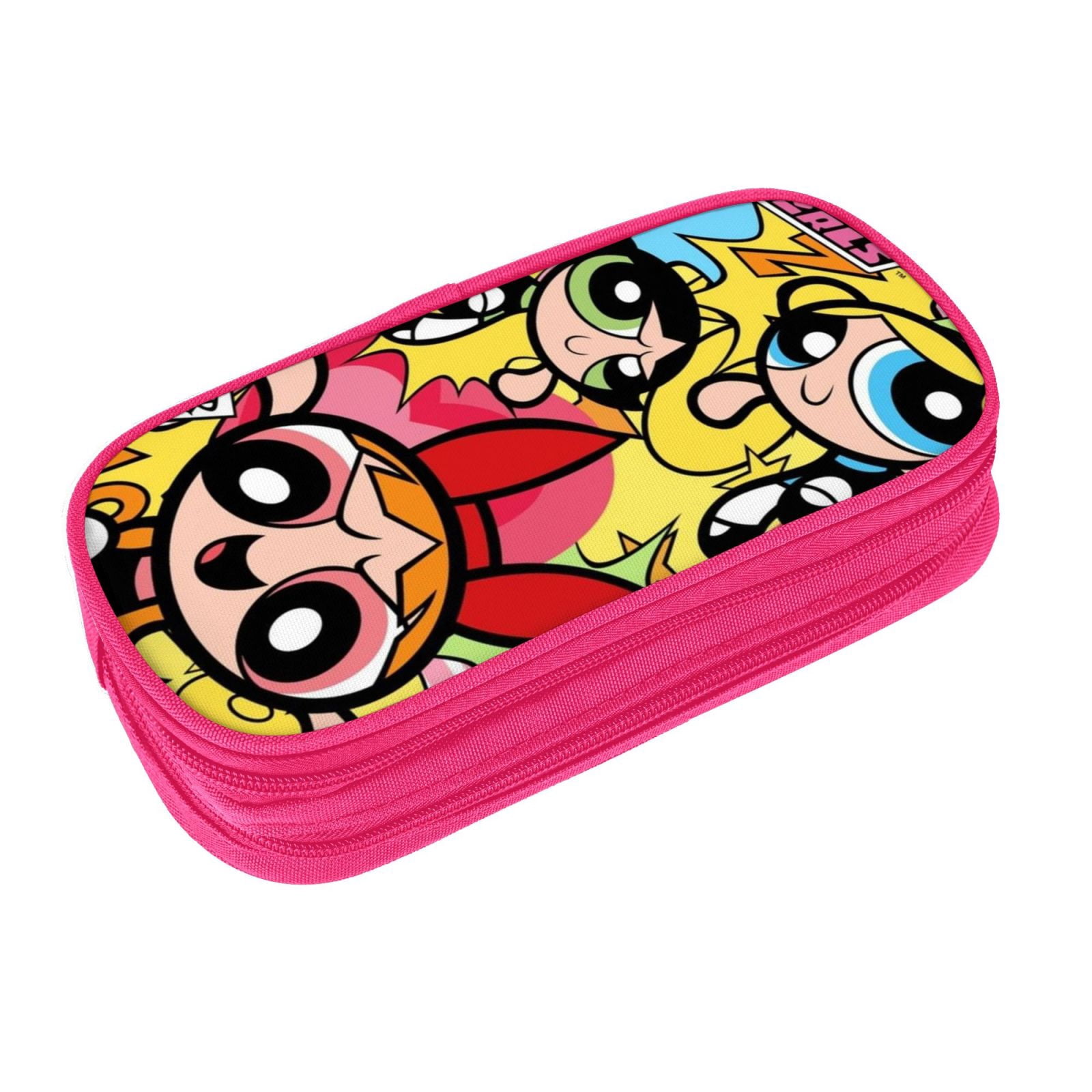 The Powerpuff Gi-rls Pencil Case Large Capacity Pencil Pouch Penbag Office Stationery Organizer Travel Makeup Bag Pink