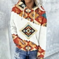 thumbnail image 2 of Frostluinai Aztec Graphic Hoodies for Women Westerna Sweatshirts Vintage Cow Geometric Ethnic Print Pullover with Pocket S-2XL, 2 of 6