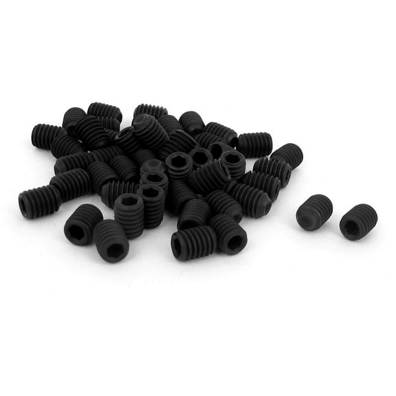 M6 x 8mm 1mm Pitch Hex Socket Set Cup Point Grub Screws Black 50pcs