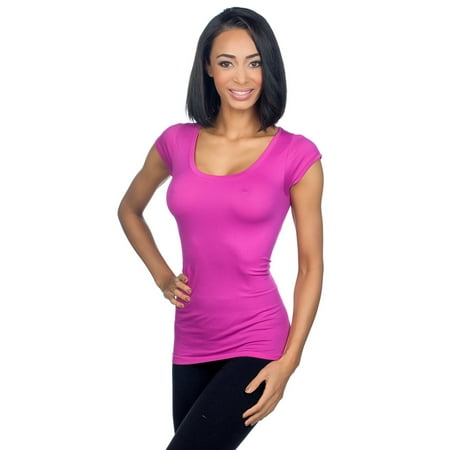 Cap Sleeve Tie - Sugarlips Women's Seamless Cap Sleeve Shirt