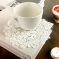 thumbnail image 5 of RotHome Lace Doilies Round Placemats Vintage Crochet Design 8 Inch Cotton Linen Handmade Single Piece for Table Centerpiece Dining Room Decor Wedding Rustic, 5 of 8