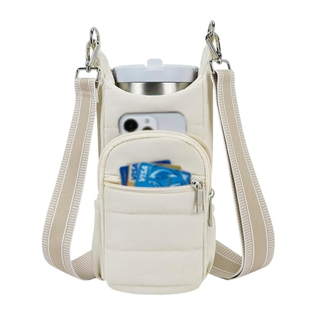 Cuerpo Cruzado Acolchado para Mujeres Botella Hombro Con Bolsillos Suaves () Blanco
