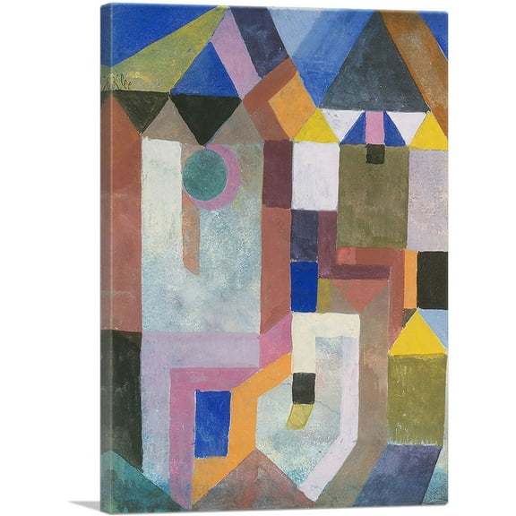 ARTCANVAS Colorful Architecture 1917 Canvas Art Print by Paul Klee - Size: 26" x 18" (0.75" Deep)
