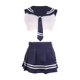 thumbnail image 1 of Uniforme de colegiala sexy de marinero de anime, conjunto de lencería para cosplay de club nocturno Azul, 1 of 7