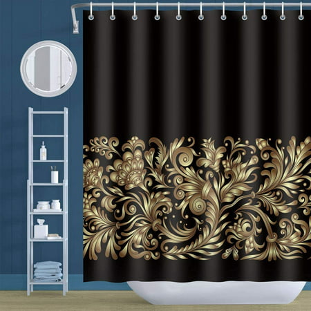 Damask Shower Curtain Liner Luxury Gold, Damask Fabric Shower Curtain Liners