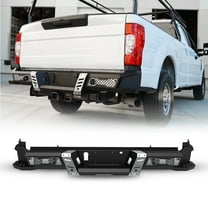 Rear Bumper Compatible for Ford F250 F350 2017-2025,Back Bumper Heavy Duty Offroad Bumper with LED Lights with Step Plate,Style 1