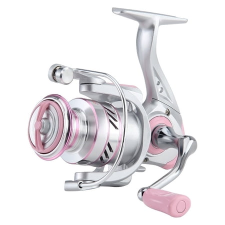 Lightweight Fishing Reel with Screw In Handle No Gap Bearings for Smooth Line Retrieval and Up to 14kg Drag Power for Handling Strong Fish (Pink-2500S)