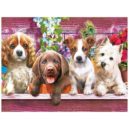 RoseArt Premium 350-Piece Puppies on a Shelf Adult Interlocking Puzzle