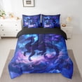 thumbnail image 2 of Manfei Dragon 7pcs Bedding Comforter Set,Western Fantasy Theme Queen Bedding Sets,Dream Purple Blue Queen Sheet Sets For Boys Kids,Luxury Bedroom Decor Reversible, 2 of 8