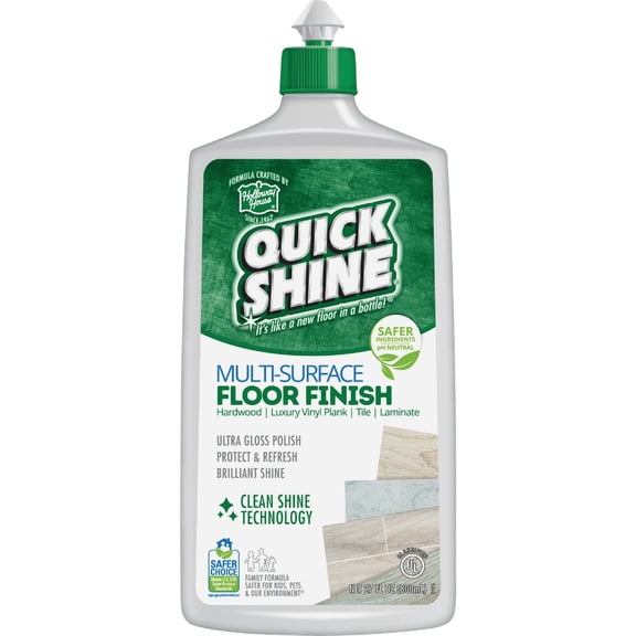 Quick Shine Multi Surface Floor Finish 27oz, 2Pk Cleaner & Polish to use on Hardwood, Laminate, Luxury Vinyl Plank LVT, Tile & Stone Safer Choice w/Clean Shine Technology Shine-Protect-Refresh
