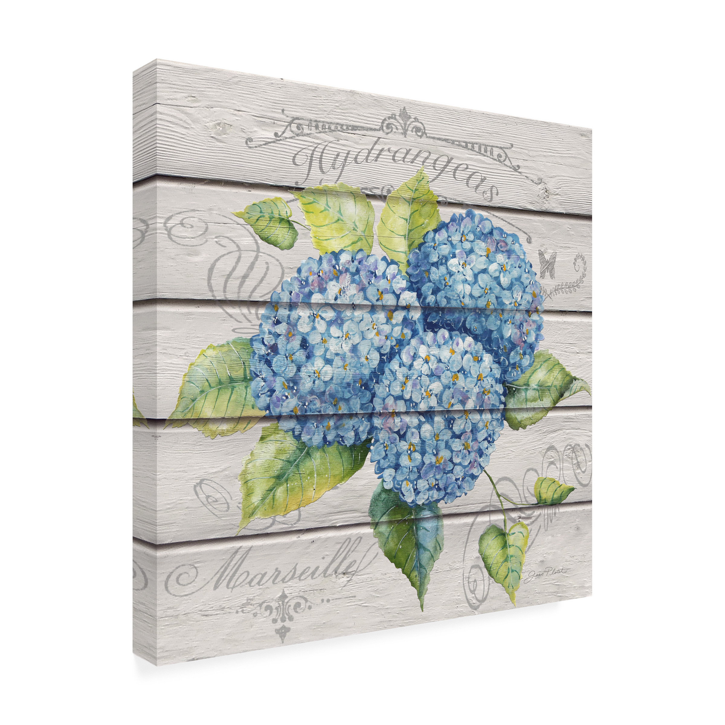 Jean Plout 'Blue Hydrangeas' Outdoor All-Weather Wall Decor