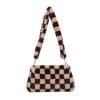 Bolso de hombro de felpa de invierno para mujer Bolsos para axilas con estampado lindo (marrón a cuadros) Likrtyny Para estrenar